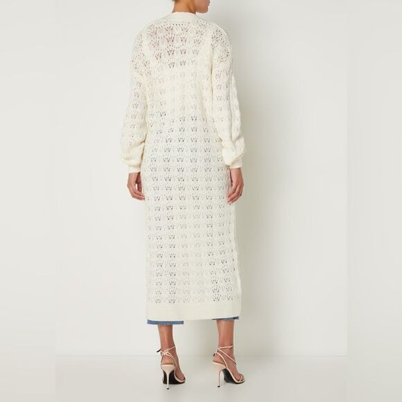 Mango Long Cardigan Coatigan Openwork New - Picture 4 of 5
